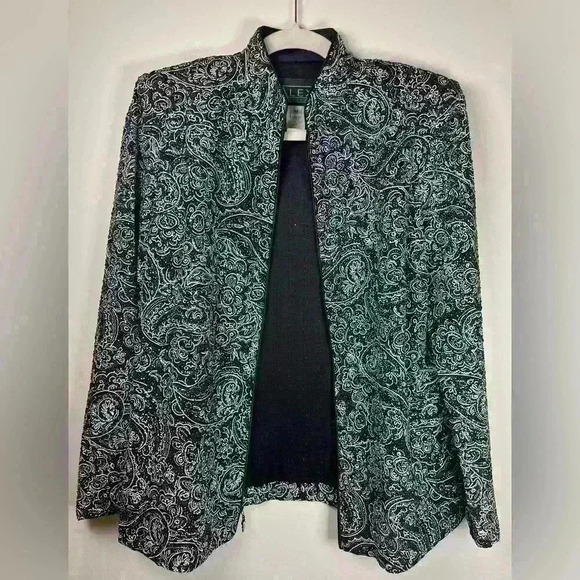 Alex Evenings | Black Embellished Zip Front Formal Jacket Women’s Size Medium - Picture 9 of 11